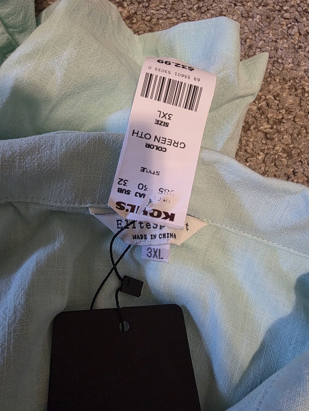 Kohl's Light Mint Green Short Sleeve Button-Down Shirt - Picture 5 of 6